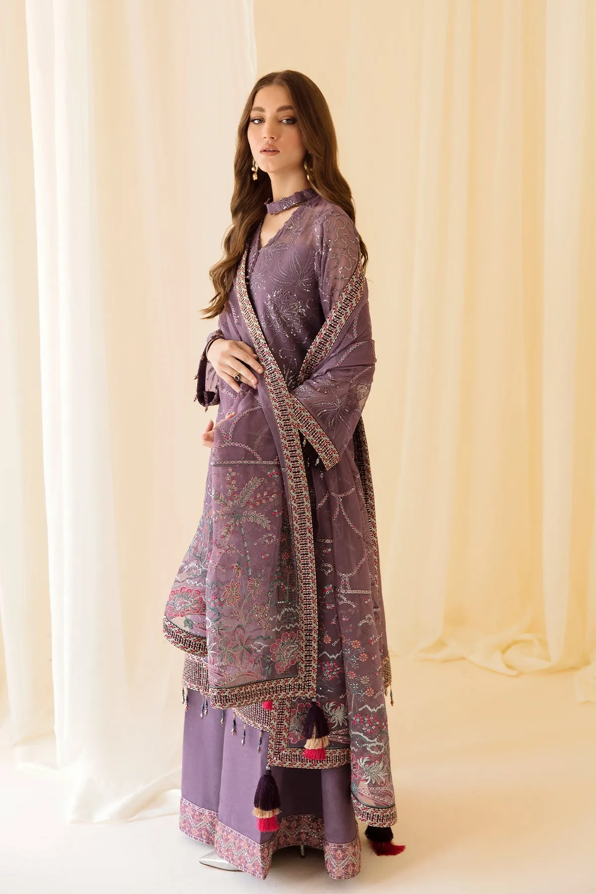 Alizeh Rang-e-Mehr Formal Collection – Embroidered Chiffon Lilac - V14D01