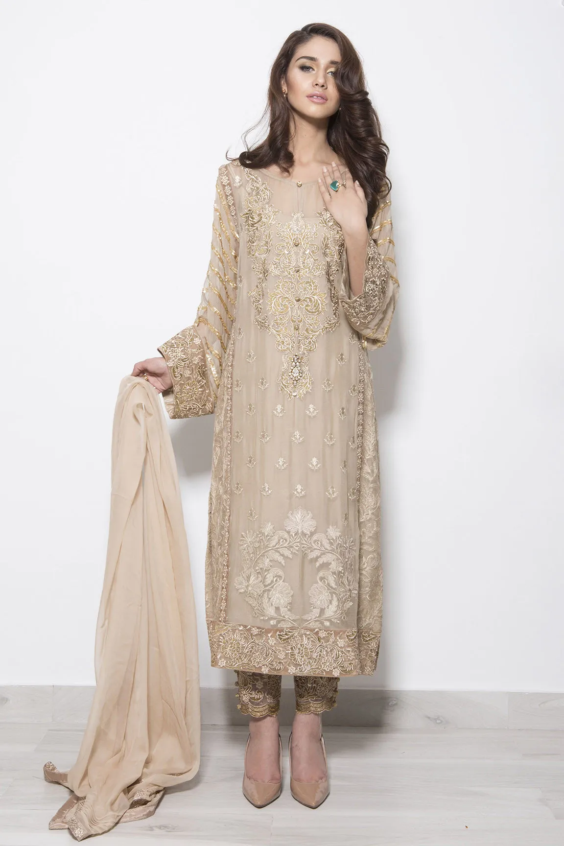 Baroque Luxury Chiffon Embroidered Collection - Gold Rush