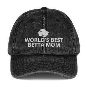 Betta Vintage Cotton Twill Cap | World's Best Betta Mom | Perfect gift for the Betta Fish lover! | Multiple Hat Colors Available