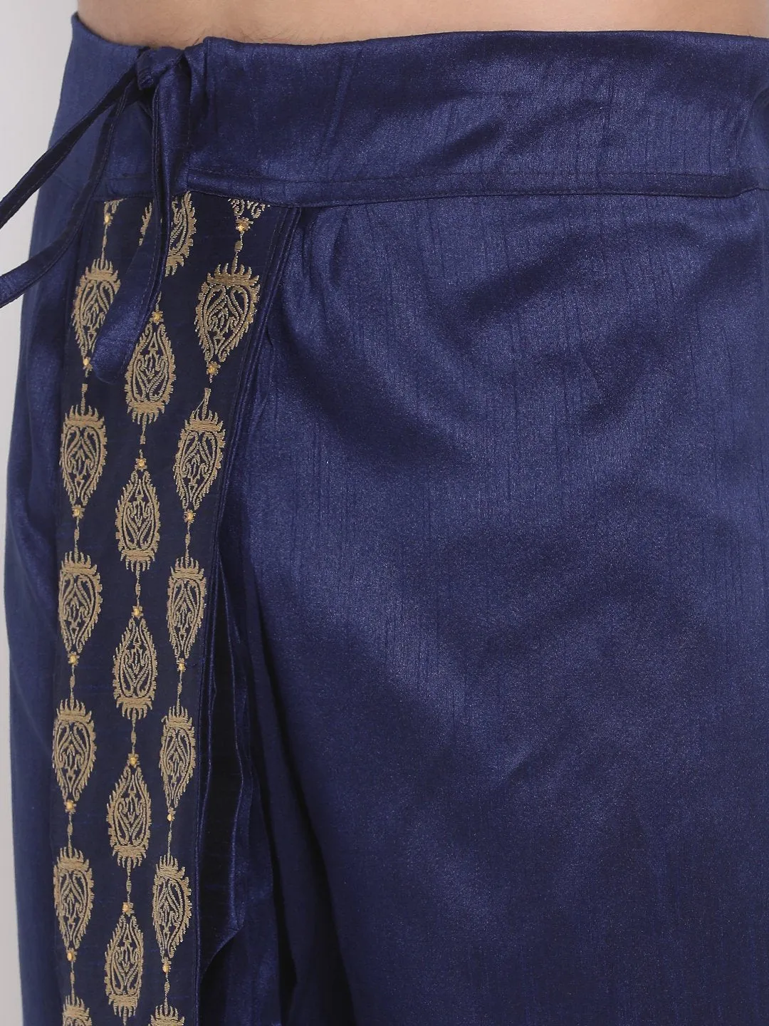 Jashvi Men's Navy Blue Embroidered Dhoti Pant