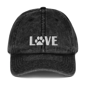 Love Cat Vintage Cotton Twill Cap | Perfect gift for the cat lover in your family!| Multiple Hat Colors Available
