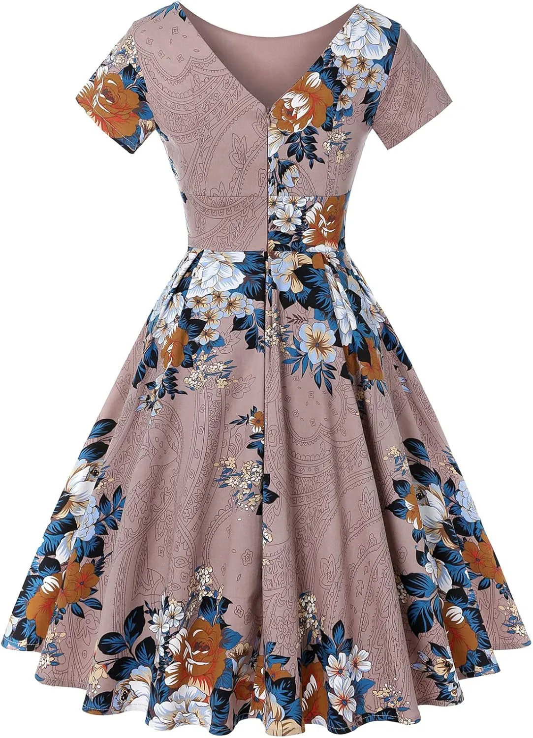 MINTLIMIT Women's 1950s Retro Vintage Rockabilly Short Sleeve Cocktail Party Swing Dress