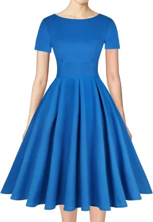 MINTLIMIT Women's 1950s Retro Vintage Rockabilly Short Sleeve Cocktail Party Swing Dress