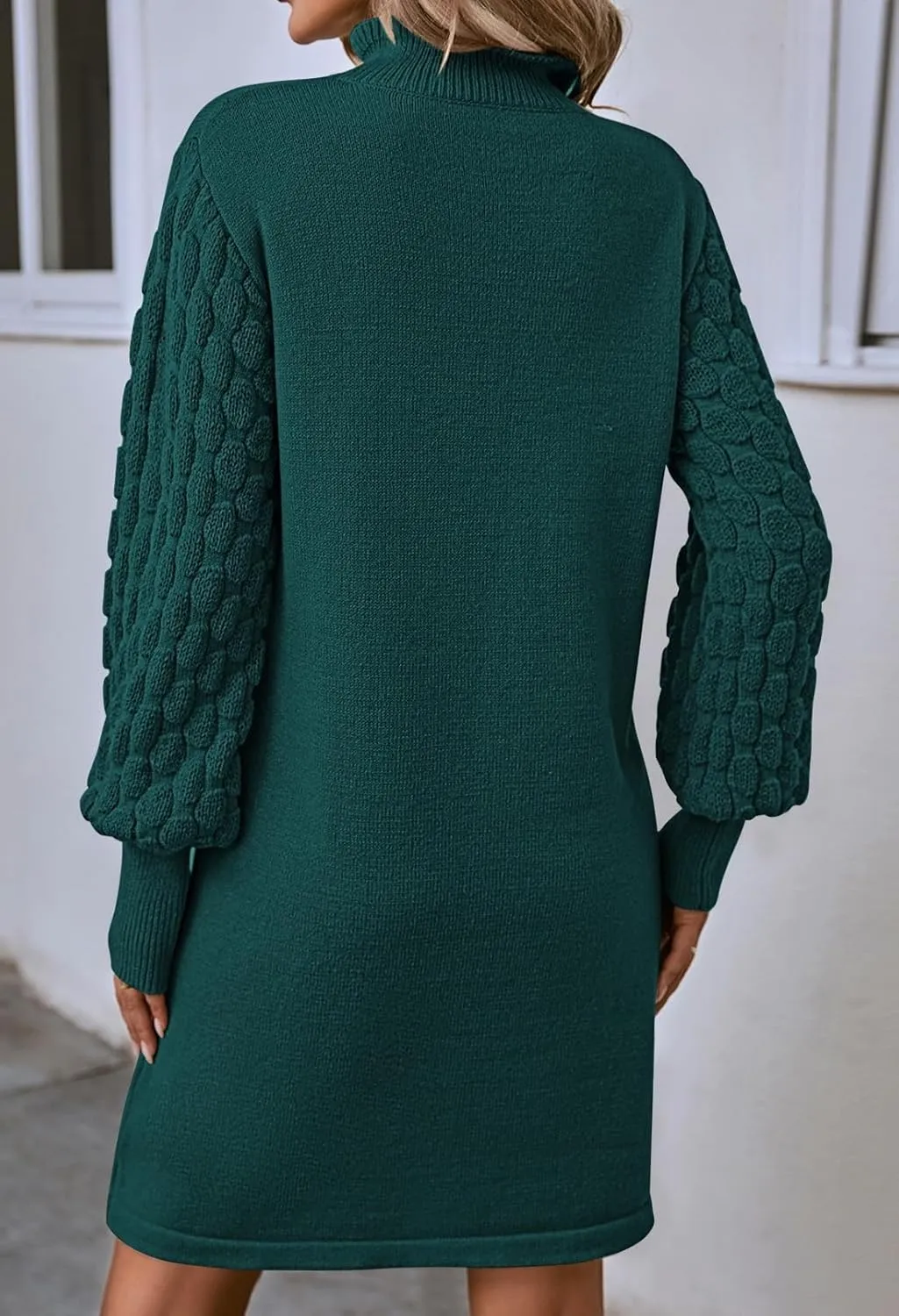 Pink Queen Women's Long Sleeve Sweater Mini Dress Casual Loose Mock Neck Empire Waist Cocktail Party Knit Short Dresses