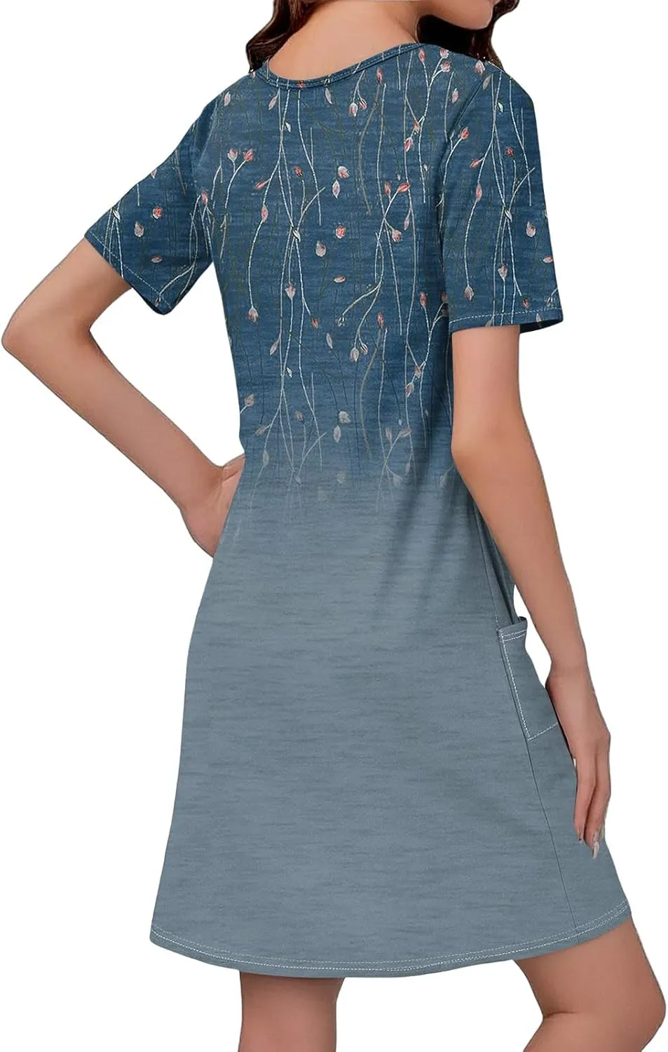 Summer Dresses for Women 2025 Casual Short Sleeve Sundresses Hawaiian T Shirt Dress Beach Dress with Pockets