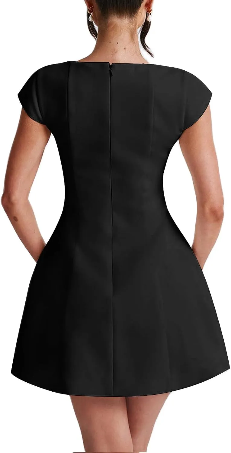 Women White Graduation Dress Summer Backless Bow Tie Bodycon Mini Dresses Y2k Square Neck Short Dresses for College