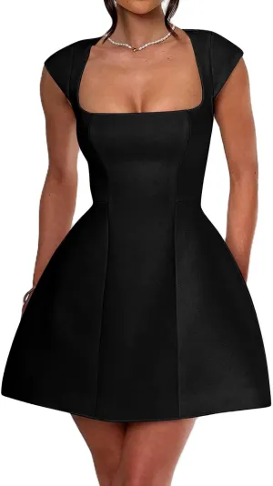 Women White Graduation Dress Summer Backless Bow Tie Bodycon Mini Dresses Y2k Square Neck Short Dresses for College